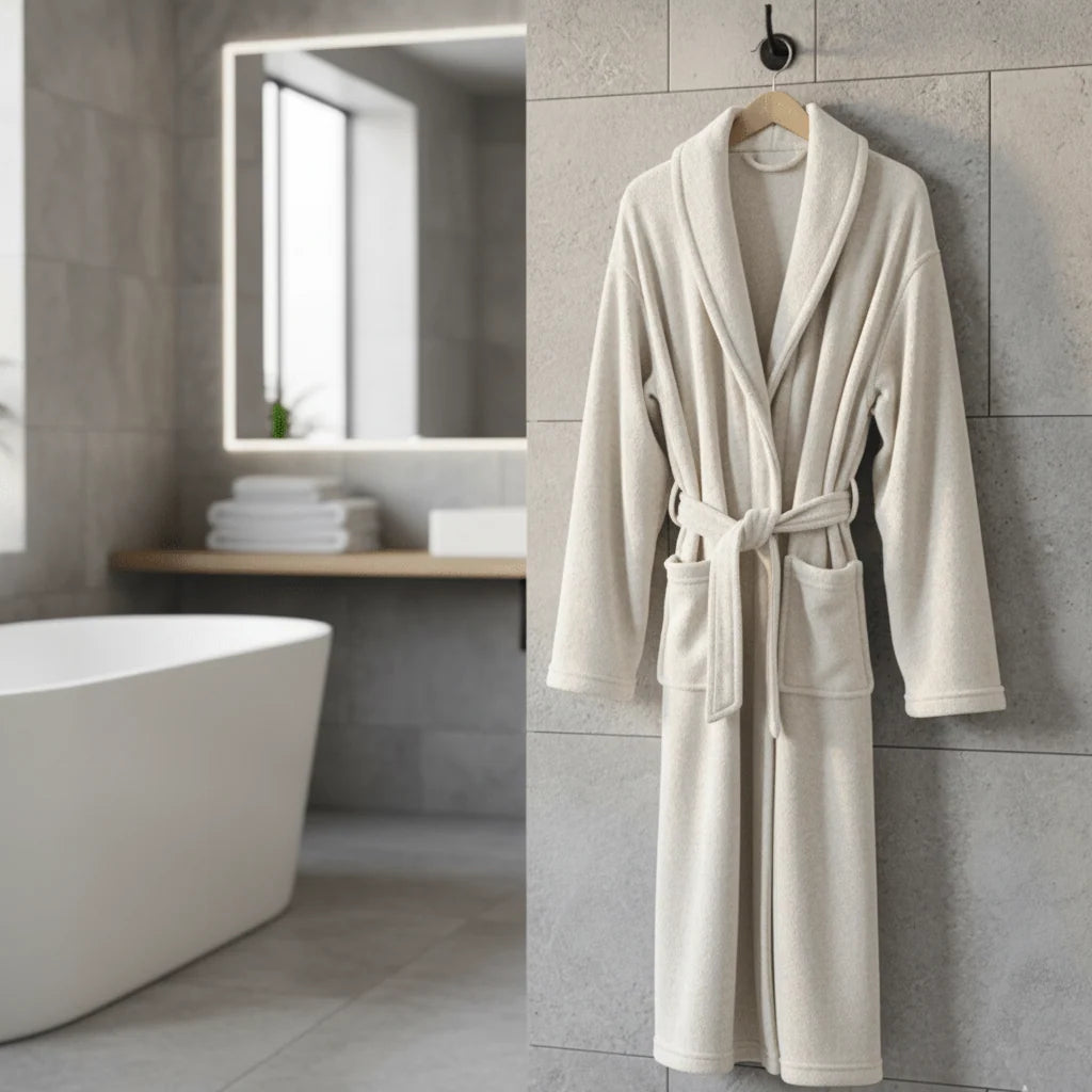 Bathrobe Coral Fleece Lightweight Belt & Side Pockets