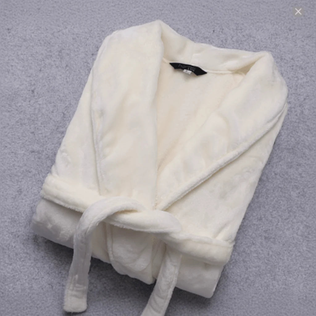 Bathrobe Coral Fleece Lightweight Belt & Side Pockets