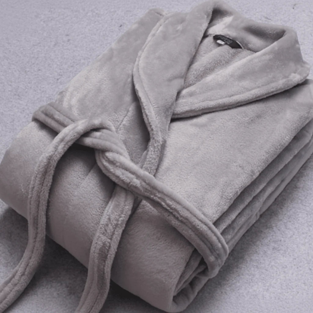 Bathrobe Coral Fleece Lightweight Belt & Side Pockets