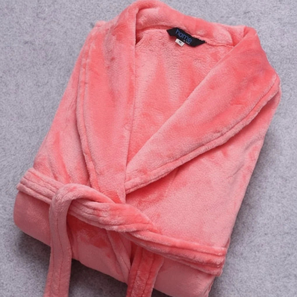 Bathrobe Coral Fleece Lightweight Belt & Side Pockets