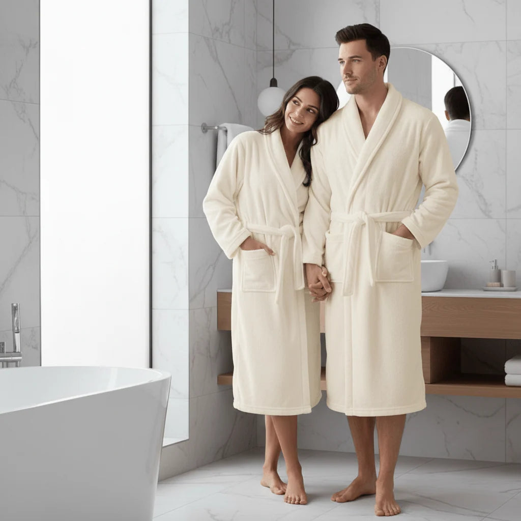 Bathrobe Coral Fleece Lightweight Belt & Side Pockets