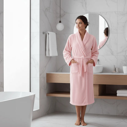 Bathrobe Coral Fleece Lightweight Belt & Side Pockets