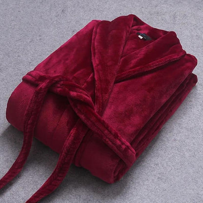 Bathrobe Coral Fleece Lightweight Belt & Side Pockets