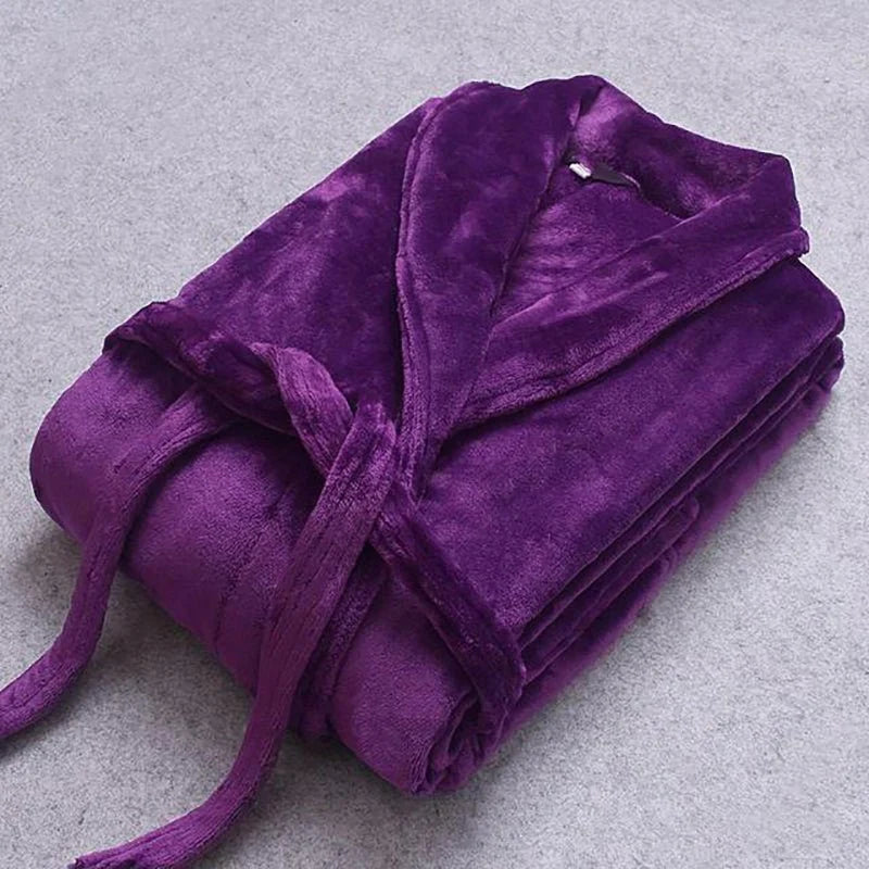 Bathrobe Coral Fleece Lightweight Belt & Side Pockets