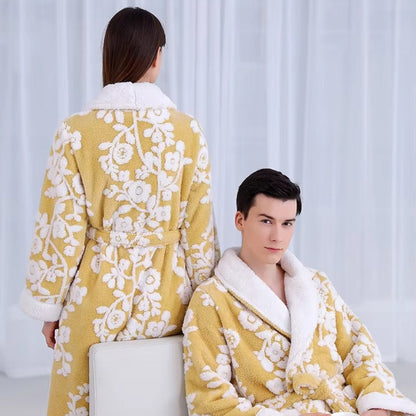 Bathrobe Double-Layer Jacquard Microfiber & Coral Fleece