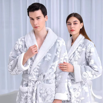 Bathrobe Double-Layer Jacquard Microfiber & Coral Fleece