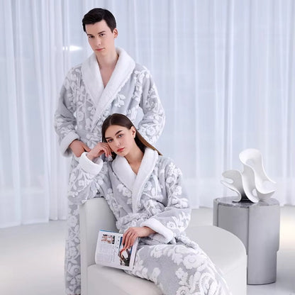 Bathrobe Double-Layer Jacquard Microfiber & Coral Fleece