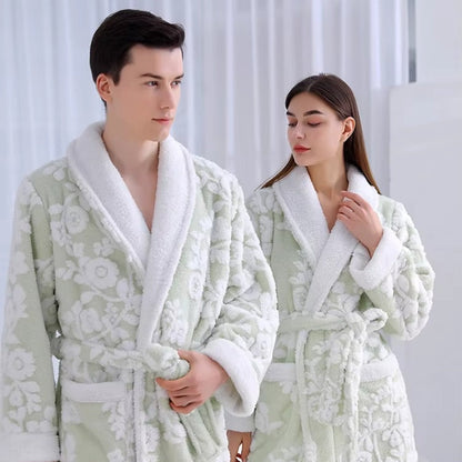 Bathrobe Double-Layer Jacquard Microfiber & Coral Fleece