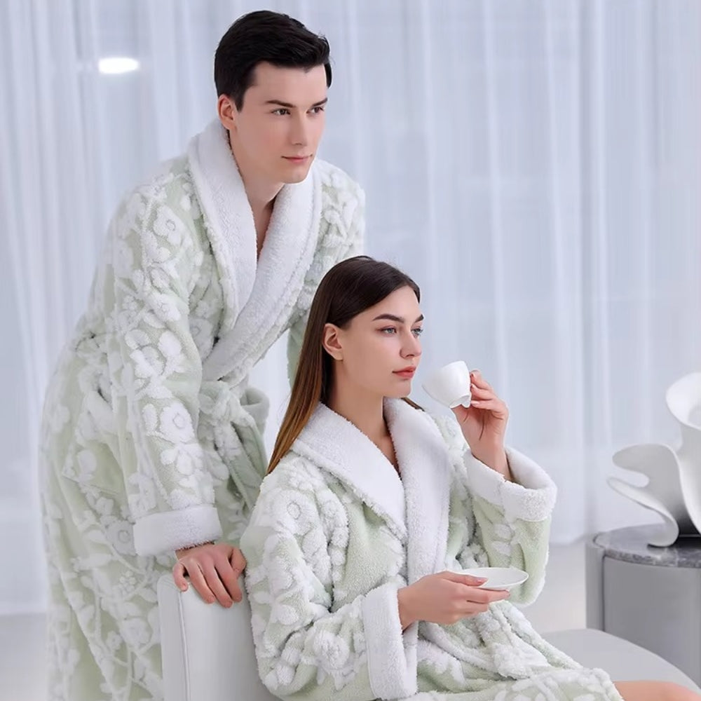 Bathrobe Double-Layer Jacquard Microfiber & Coral Fleece