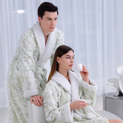 Bathrobe Double-Layer Jacquard Microfiber & Coral Fleece