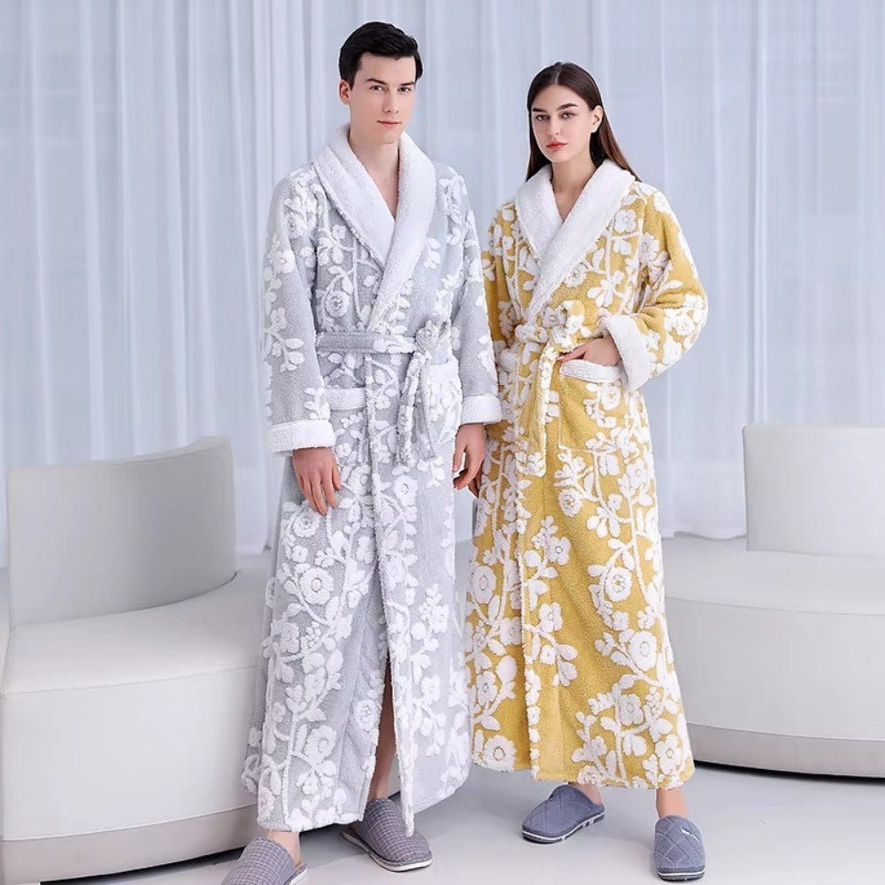 Bathrobe Double-Layer Jacquard Microfiber & Coral Fleece