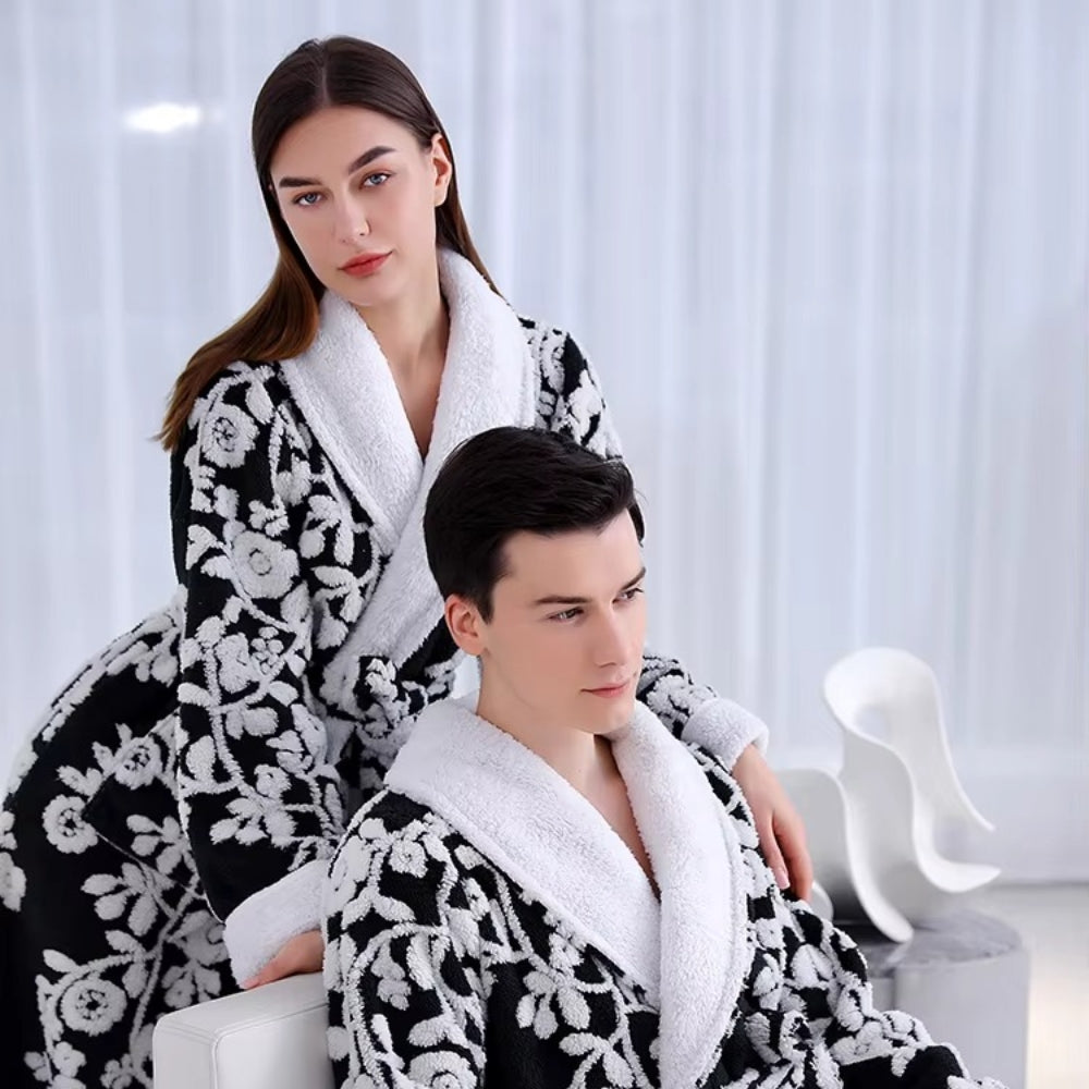 Bathrobe Double-Layer Jacquard Microfiber & Coral Fleece
