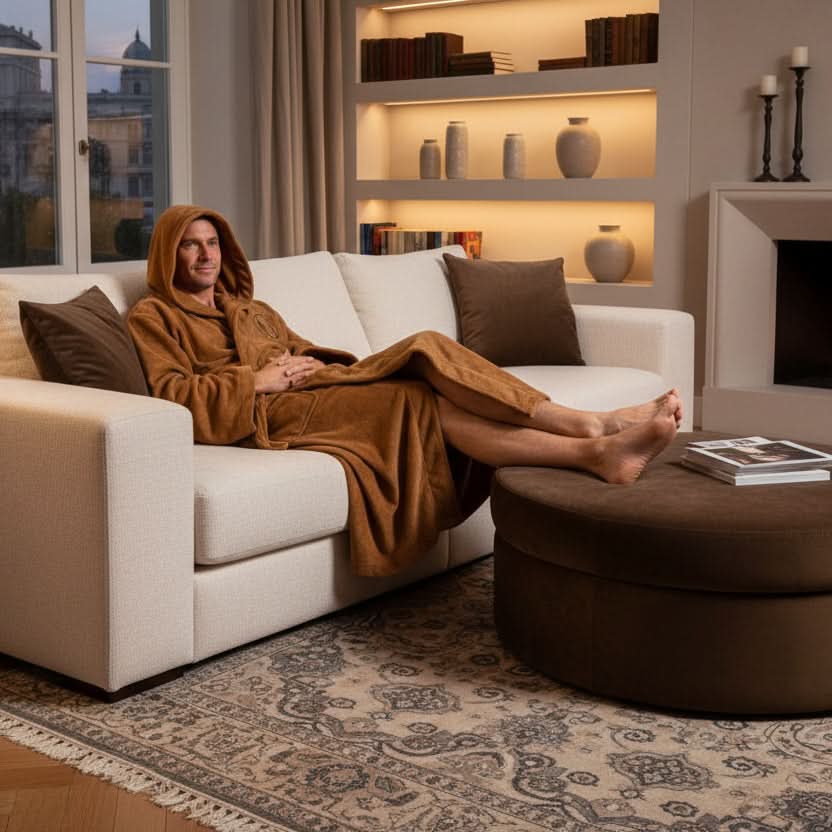 Bathrobe Extra-Long Hooded Absorbent Flannel