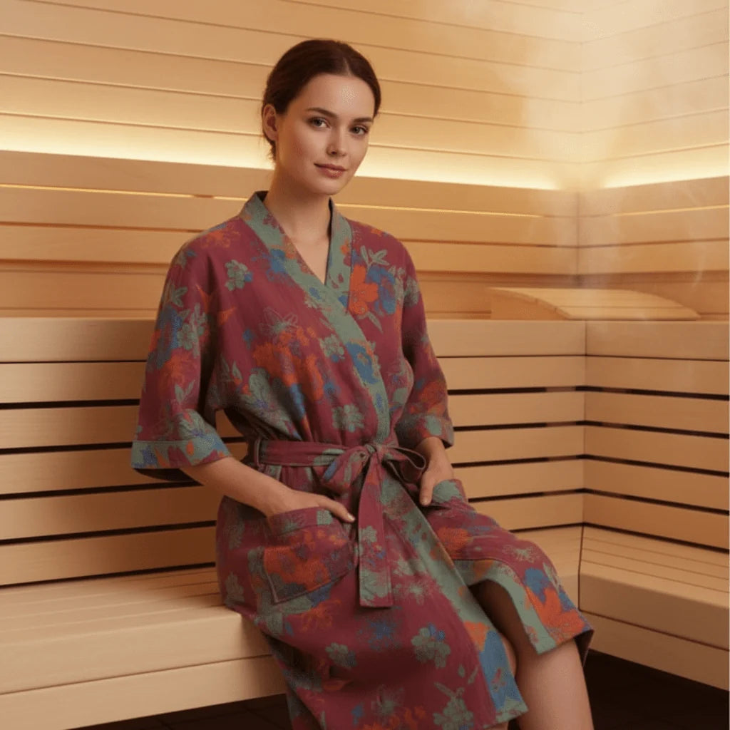 Bathrobe Kimono Organic Cotton Gauze Lightweight & Breathable