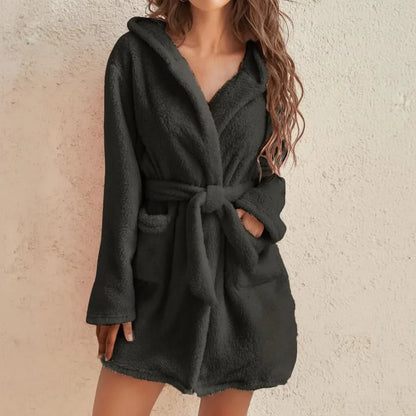 Bathrobe Soft Fleece Hooded Relaxed Fit