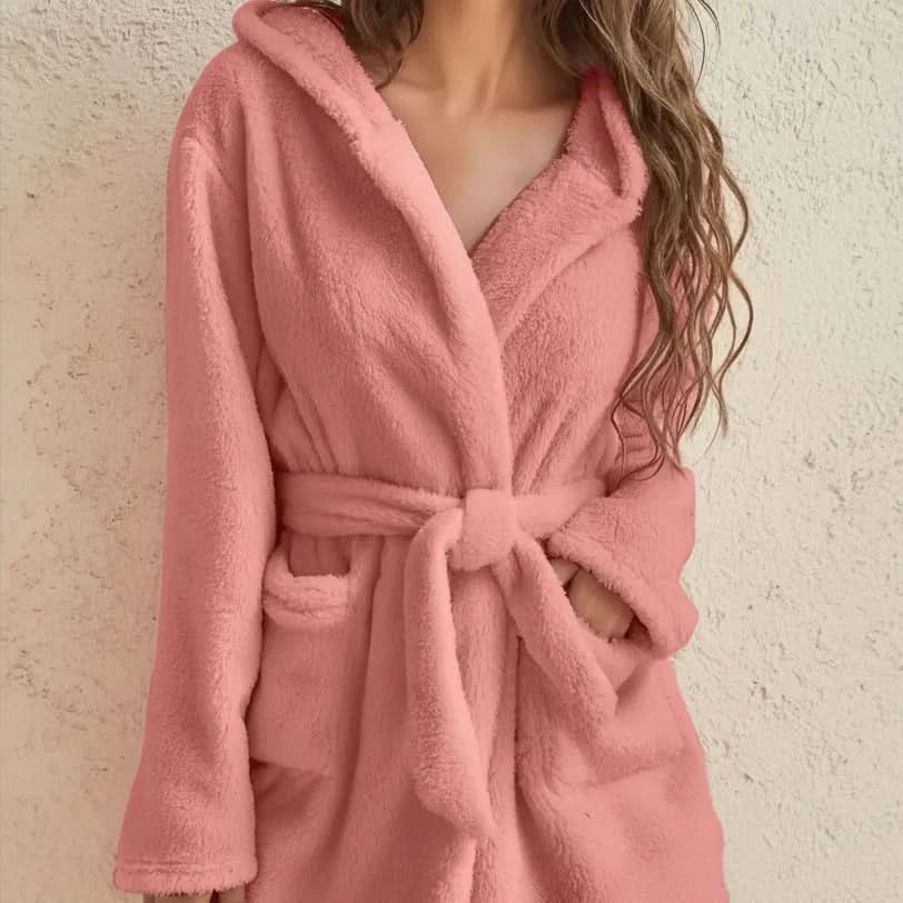 Bathrobe Soft Fleece Hooded Relaxed Fit