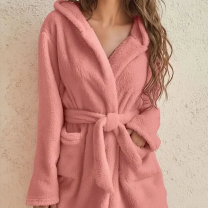 Bathrobe Soft Fleece Hooded Relaxed Fit