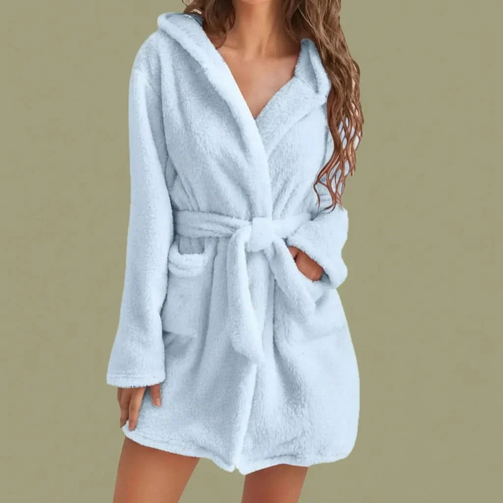 Bathrobe Soft Fleece Hooded Relaxed Fit