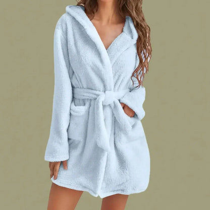 Bathrobe Soft Fleece Hooded Relaxed Fit
