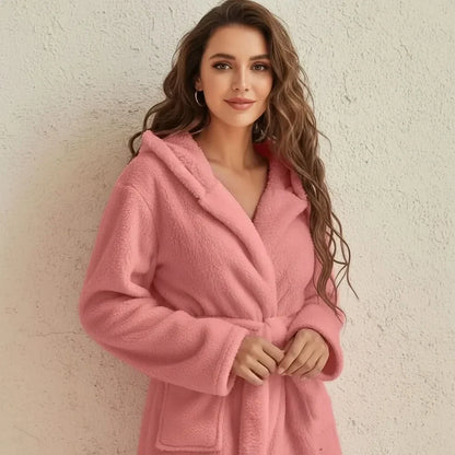 Bathrobe Soft Fleece Hooded Relaxed Fit