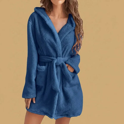 Bathrobe Soft Fleece Hooded Relaxed Fit