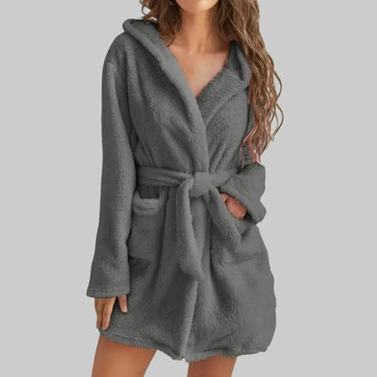 Bathrobe Soft Fleece Hooded Relaxed Fit