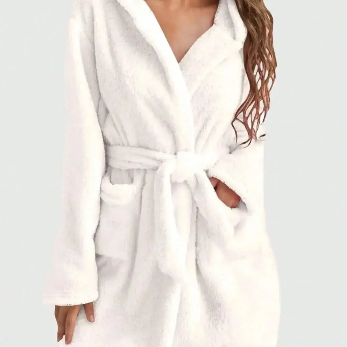 Bathrobe Soft Fleece Hooded Relaxed Fit