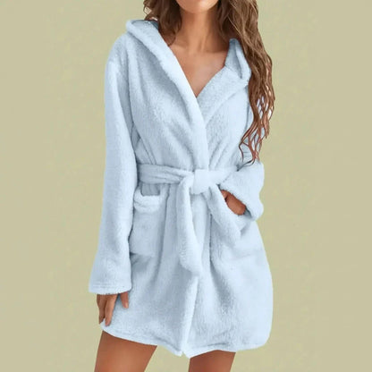 Bathrobe Soft Fleece Hooded Relaxed Fit