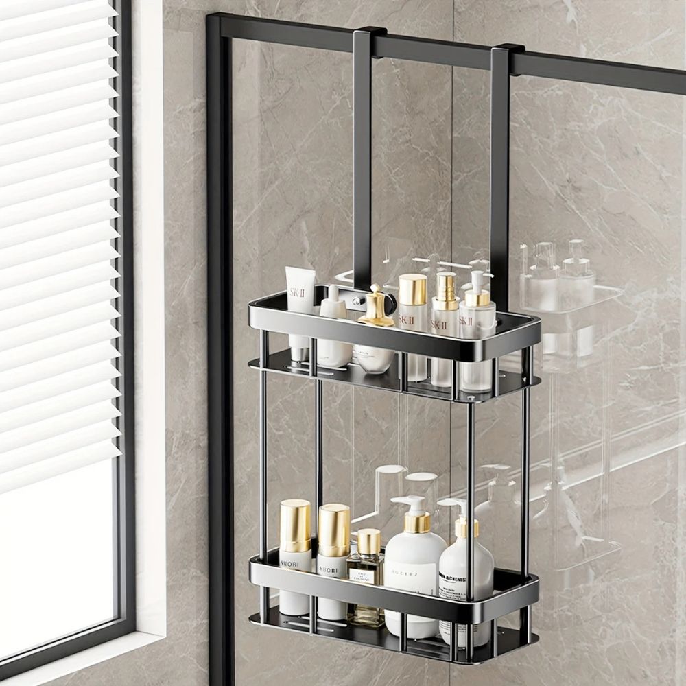 Bathroom Caddy Rack Wall-Mounted No-Drill Single Or Double Layer