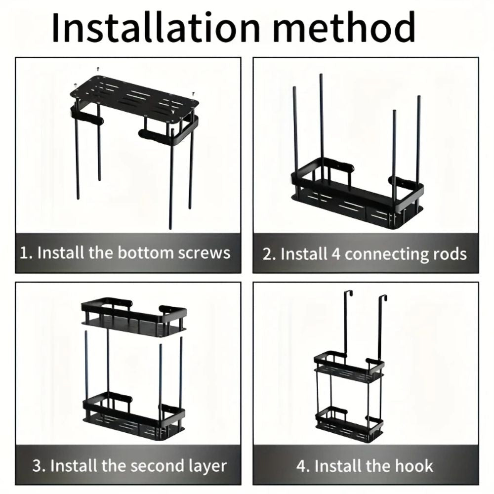 Bathroom Caddy Rack Wall-Mounted No-Drill Single Or Double Layer