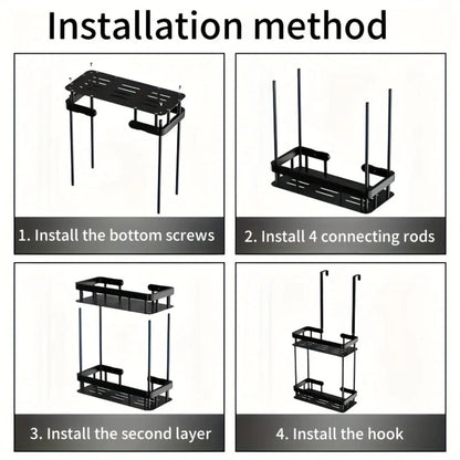 Bathroom Caddy Rack Wall-Mounted No-Drill Single Or Double Layer