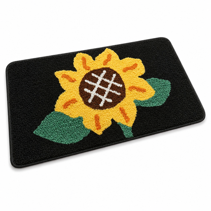 Bathroom Mat Leaf Design Plush Non-Slip Machine Washable