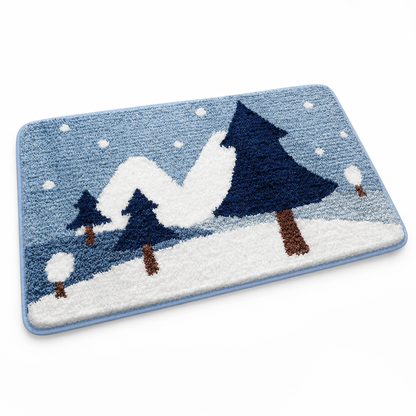 Bathroom Mat Leaf Design Plush Non-Slip Machine Washable