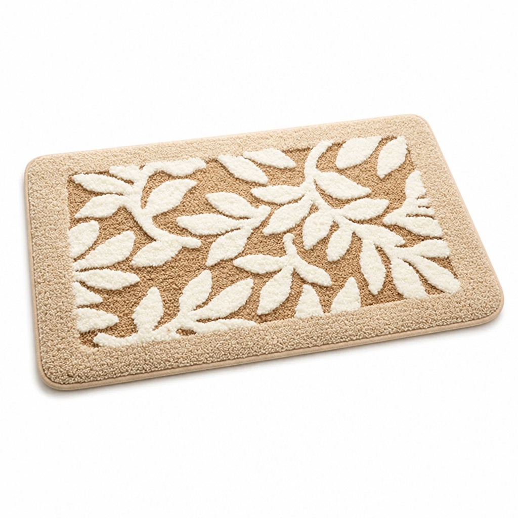 Bathroom Mat Textured Stone Plush Microfiber Non-Slip Backing