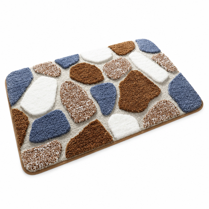 Bathroom Mat Textured Stone Plush Microfiber Non-Slip Backing