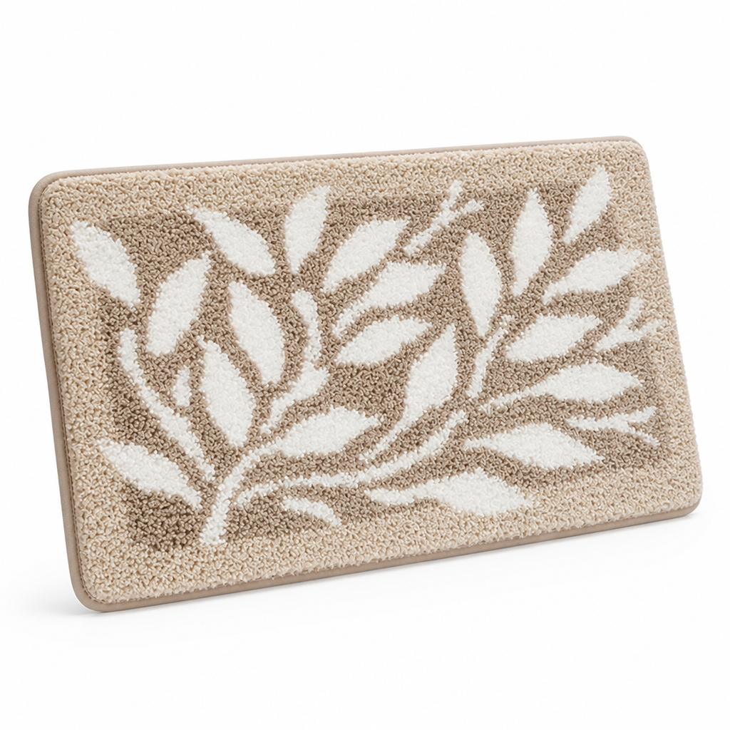 Bathroom Mat Textured Stone Plush Microfiber Non-Slip Backing