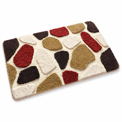 Bathroom Mat Textured Stone Plush Microfiber Non-Slip Backing