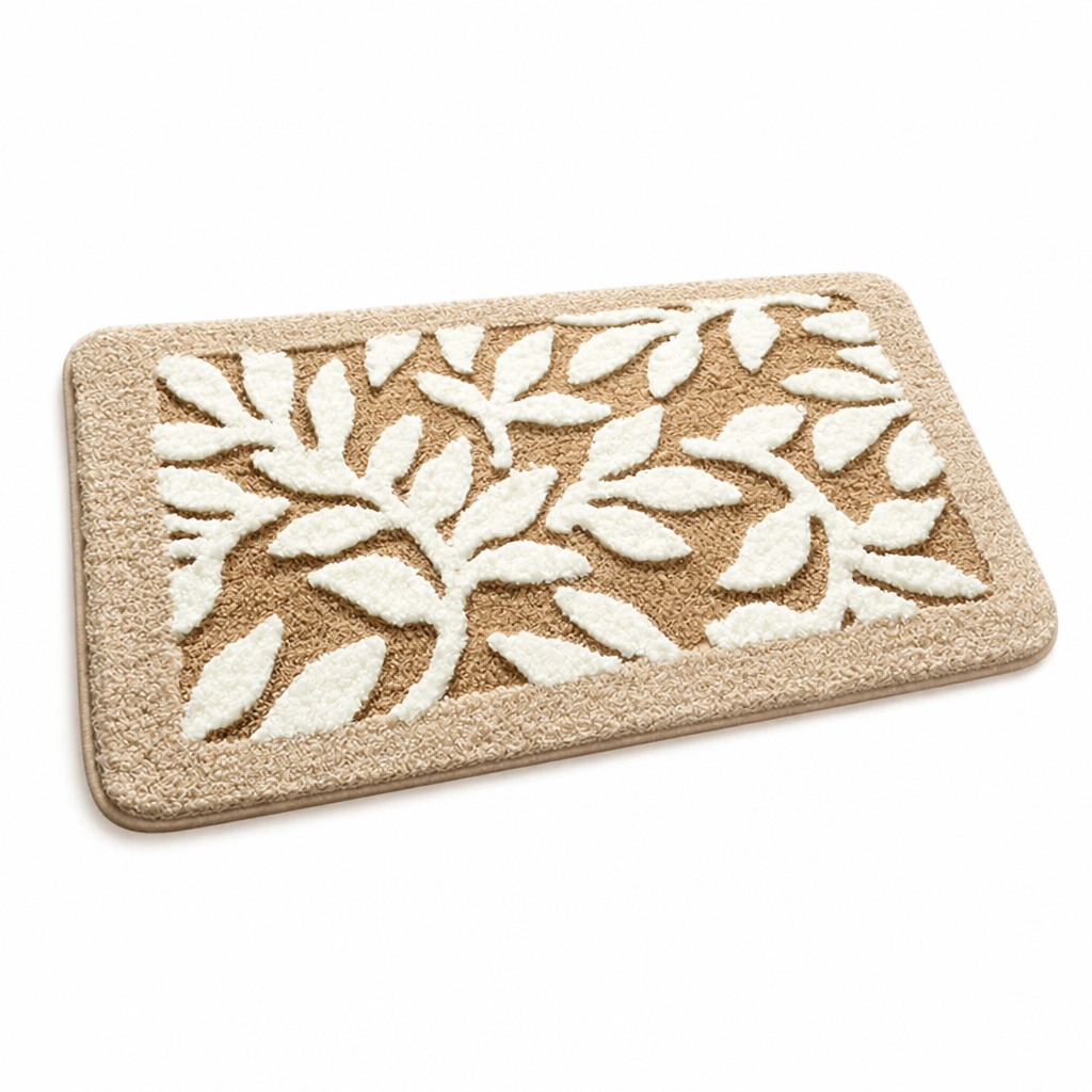 Bathroom Mat Textured Stone Plush Microfiber Non-Slip Backing