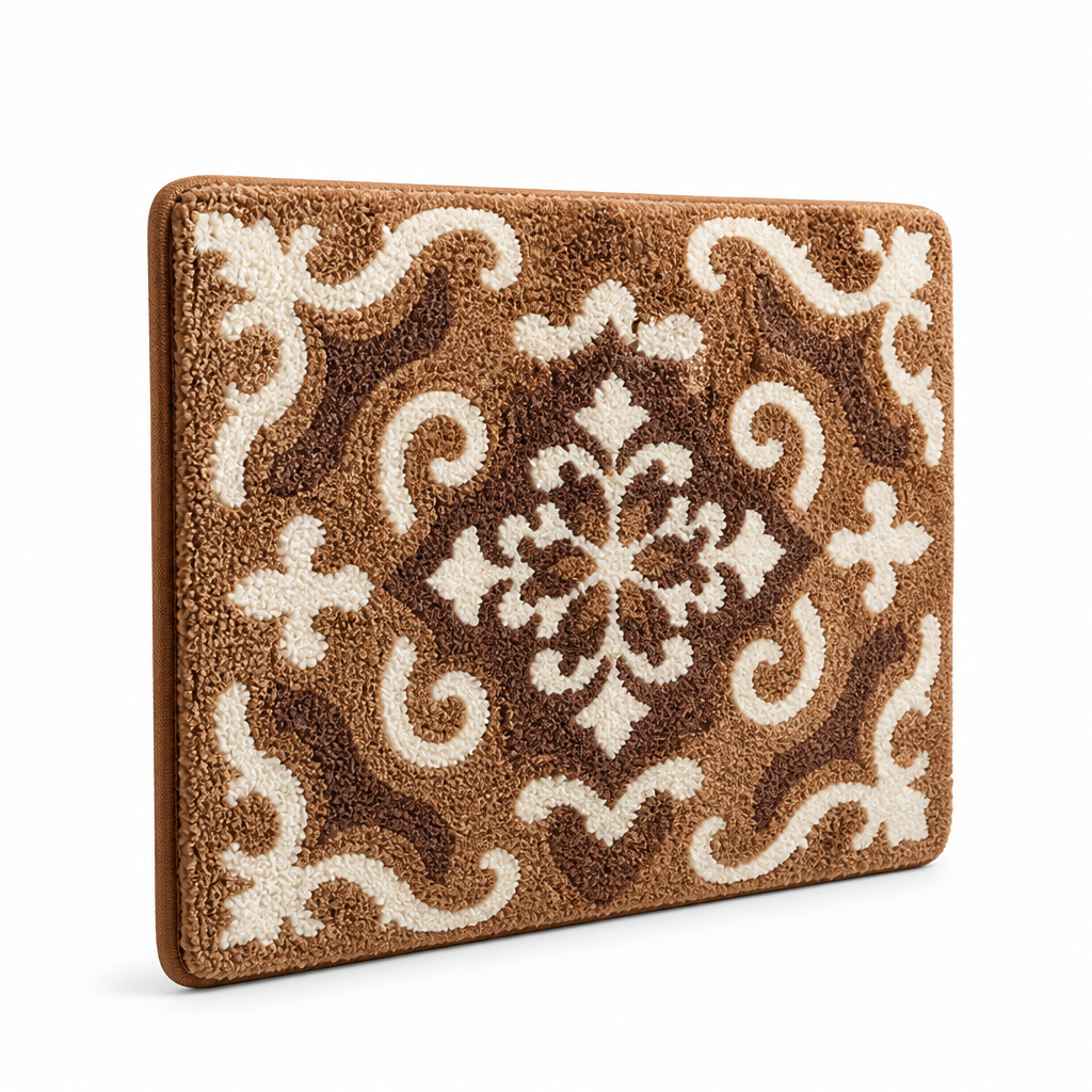 Bathroom Mat Textured Stone Plush Microfiber Non-Slip Backing