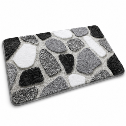 Bathroom Mat Textured Stone Plush Microfiber Non-Slip Backing