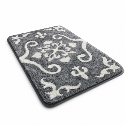 Bathroom Mat Textured Stone Plush Microfiber Non-Slip Backing