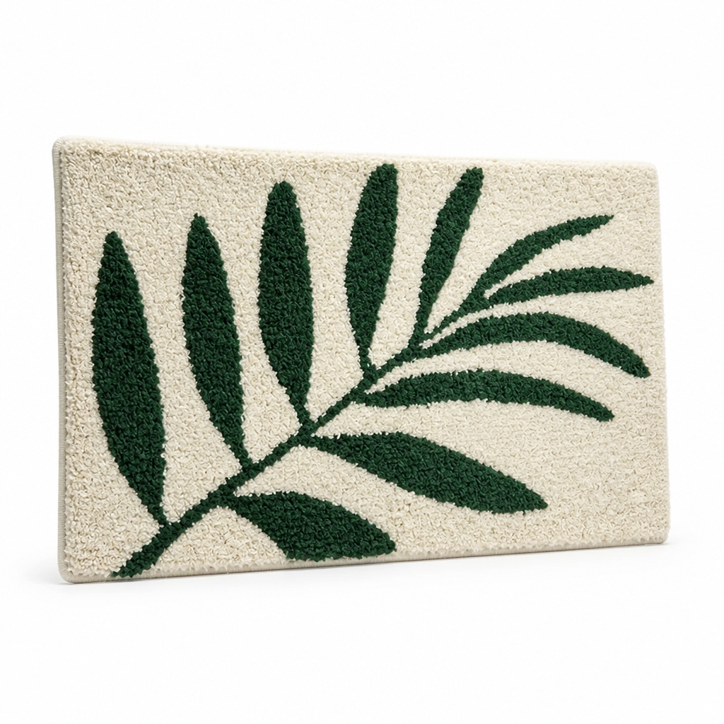 Bathroom Mat Textured Stone Plush Microfiber Non-Slip Backing