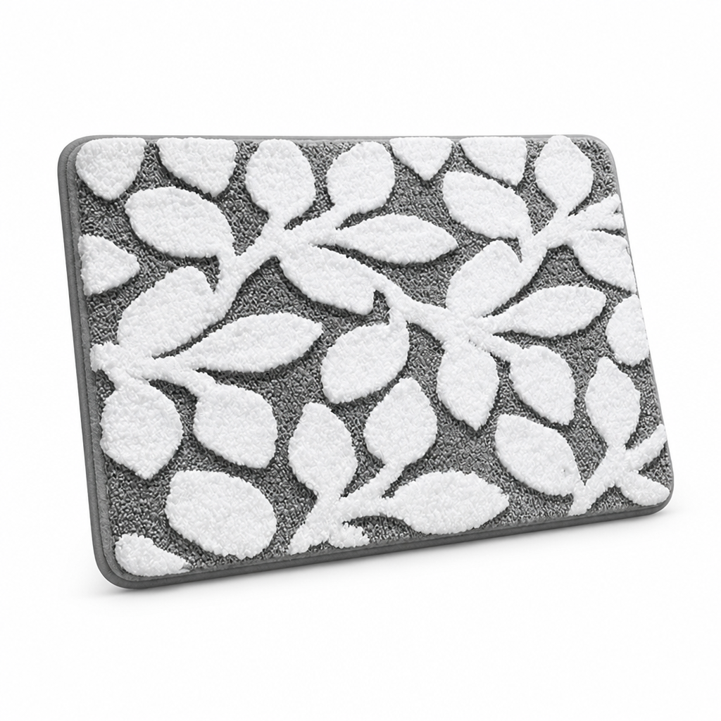 Bathroom Mat Textured Stone Plush Microfiber Non-Slip Backing