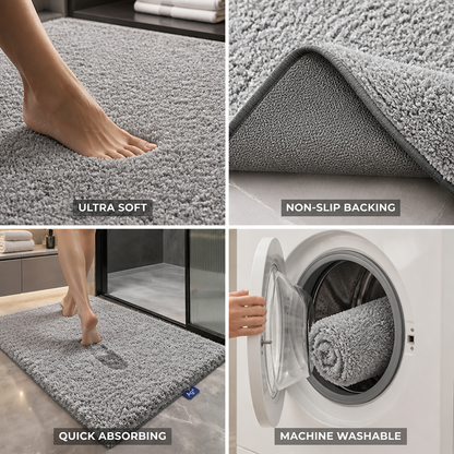 Bathroom Mat Ultra-Soft Plush Non-Slip Backing & Quick-Drying