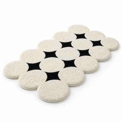 Bathroom Rug Cloud Textured Plush Pile Anti-Slip Backing