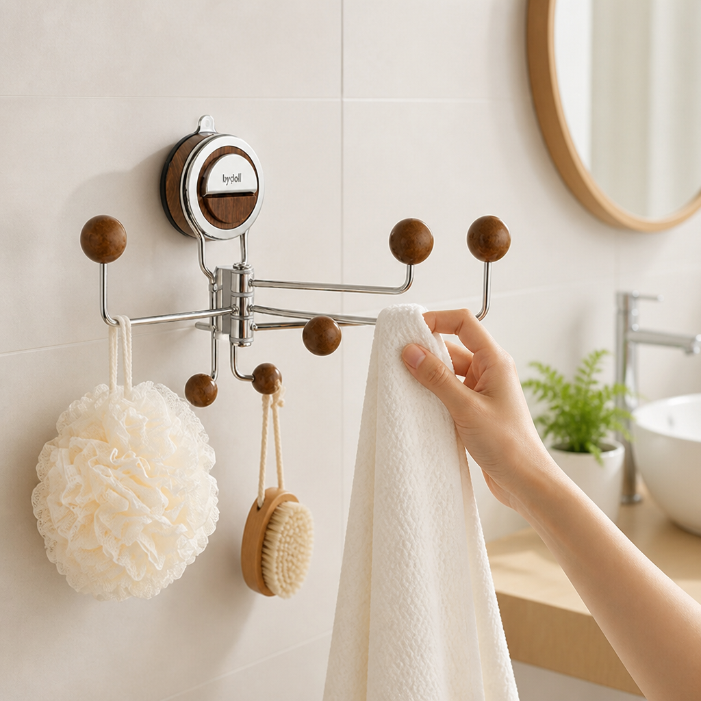 Bathroom Wall Hook Suction-Cup 360 Degree Rotating Stainless Steel