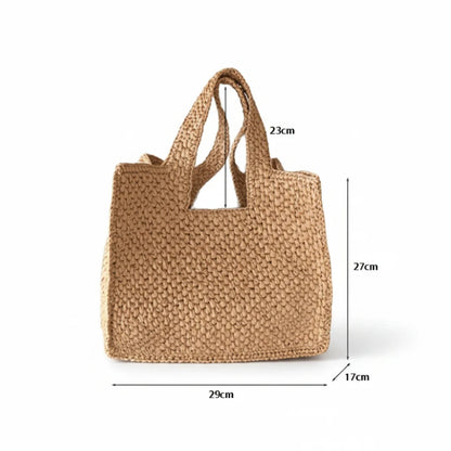 Beach Bag Handcrafted Braided Raffia Spacious Interior & Lightweight Handles