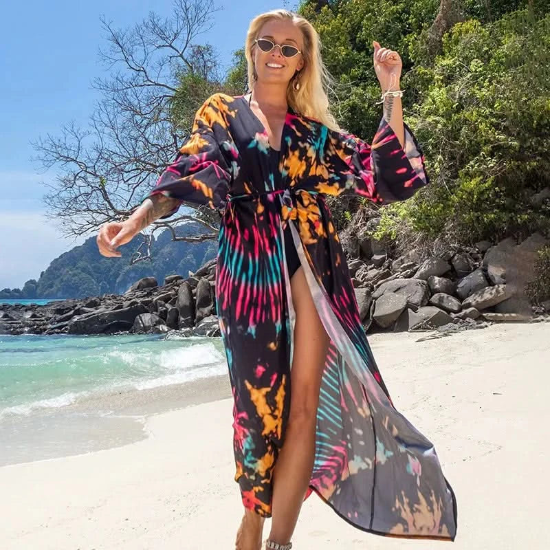 Beach Cover-Up Lightweight Sheer Polyester Rayon