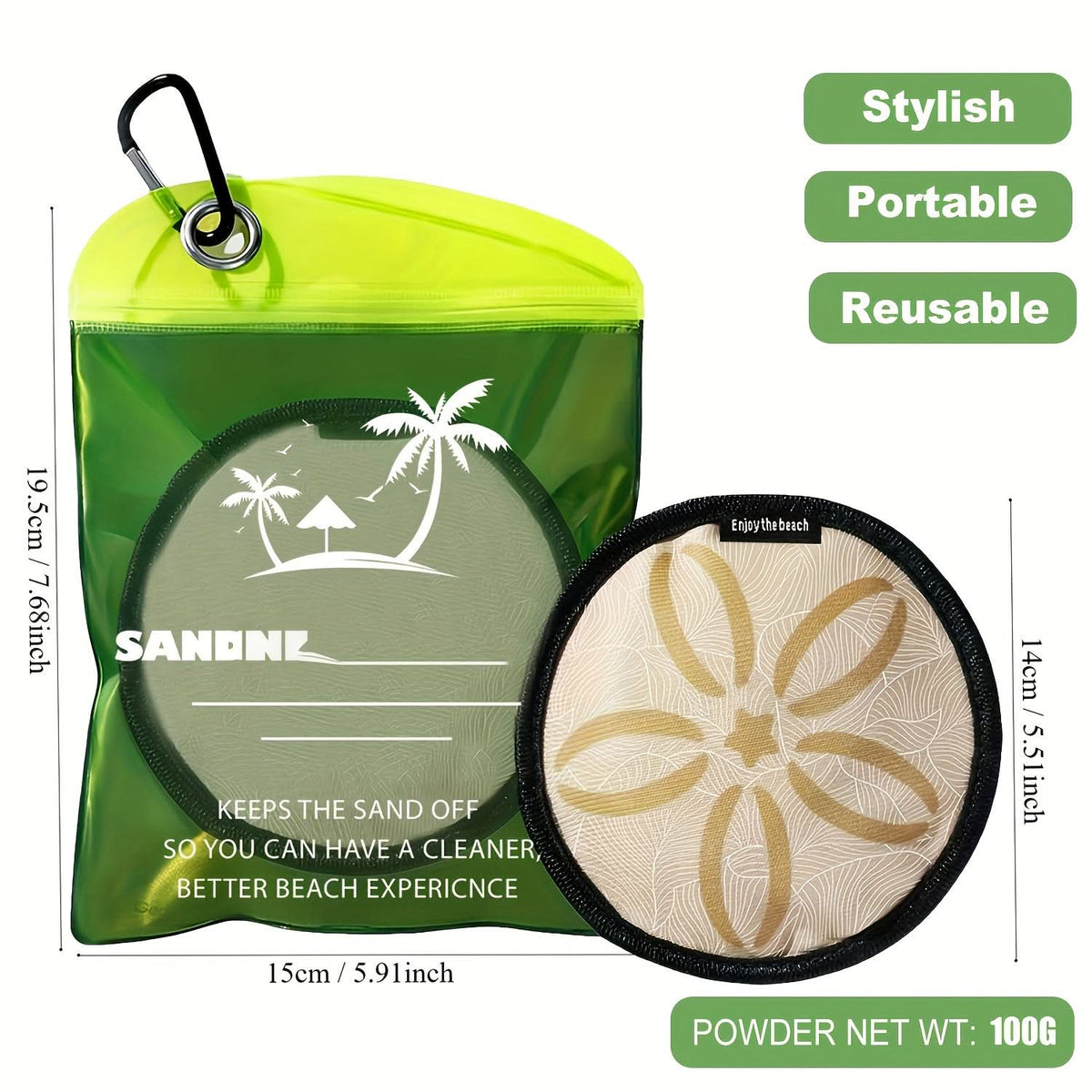 Beach Sand Remover Travel-Size Skin-Friendly 5.5 Inch