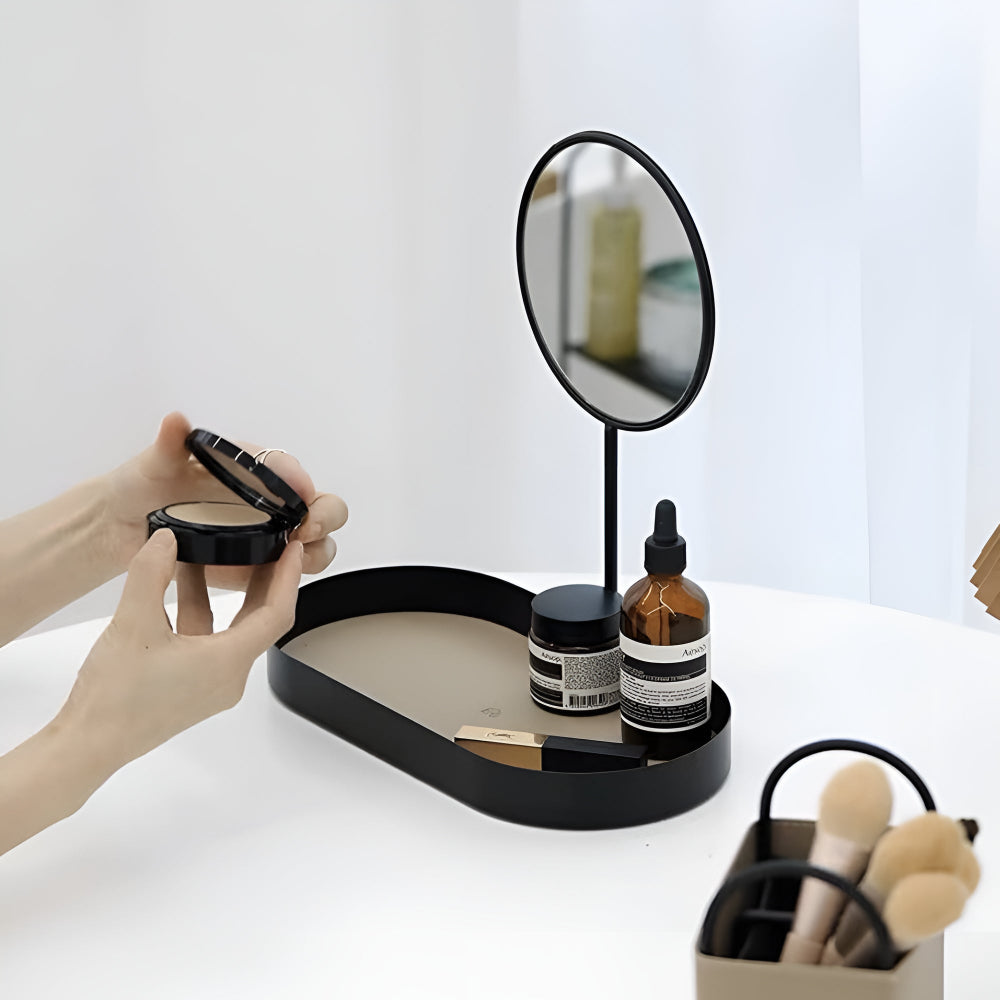 Beauty Organizer Tray Removable Mirror & Metal Base